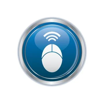 Computer mouse symbol on silver button Illustrazione stock