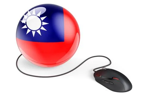 Computer mouse with Taiwanese flag. Internet network in Taiwan concept. 3D... Stock Photos