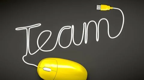 Computer mouse team A yellow computer mouse and the word team Copyright: x... Stock Photos
