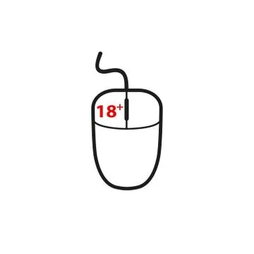 Computer mouse with the text 18. Vector illustration. Flat design 库存插图