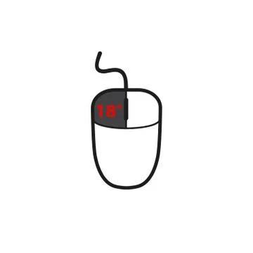 Computer mouse with the text 18. Vector illustration. Flat design イラスト素材