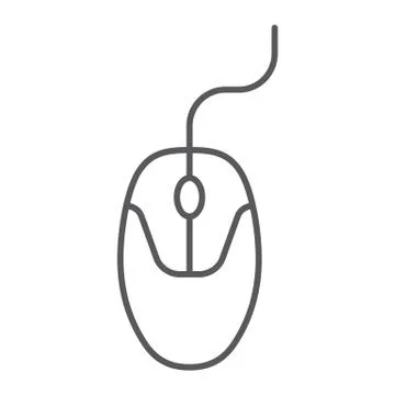 Computer mouse thin line icon, electronic device Illustrazione stock