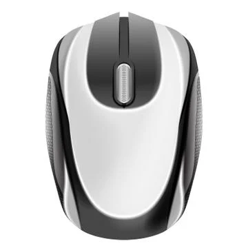 Computer mouse in top view isolated object on white vector illustration Stock Illustration