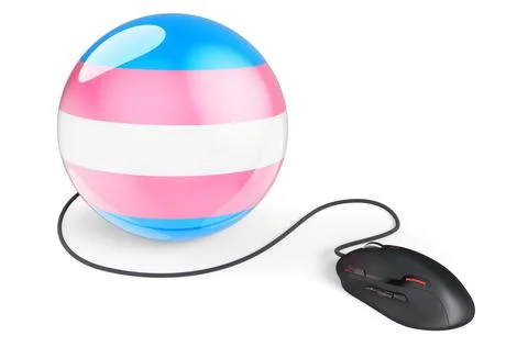 Computer mouse with transgender flag, 3D rendering Illustrazione stock