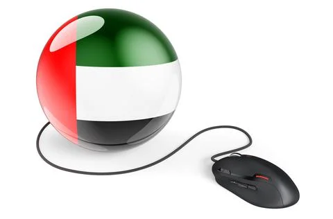 Computer mouse with the United Arab Emirates flag. Internet network in the UA Stock Illustration