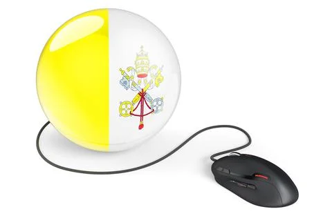 Computer mouse with Vatican flag. Internet network in Vatican concept. 3D ren Stock Illustration