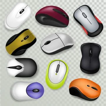 Computer mouse vector pc clicking device with buttons or scroll technology Illustrazione stock