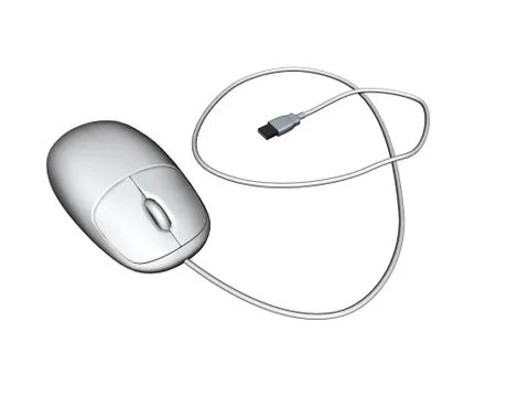 Computer mouse with wheel and cable Stock Illustration