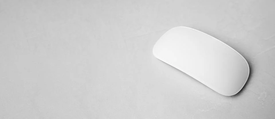 Computer mouse on white table. Banner design with space for text Foto stock