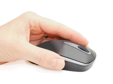 Computer mouse Wireless computer mouse with a hand on top Copyright: xZoon... Stock Photos