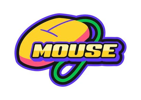 Computer mouse Y2K groovy sticker or funky symbol Stock Illustration
