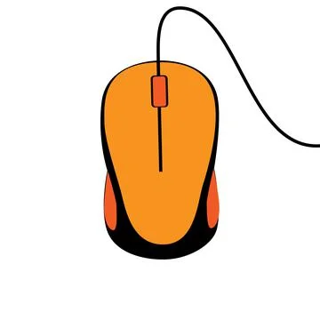 Computer mouse of yellow color on a white background. 库存插图