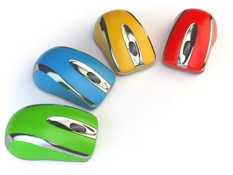 Computer mouses with different colors isolated on white Stock Illustration