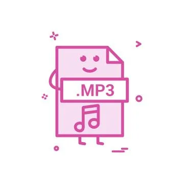 Computer mp3 file format type icon vector design Illustrazione stock