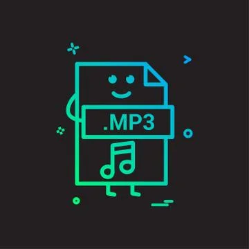 Computer mp3 file format type icon vector design イラスト素材