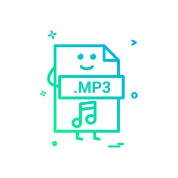 Computer mp3 file format type icon vector design Illustrazione stock