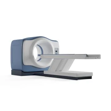 A computer mri scanner laying on a white surface , 3d rendering Stock Illustration