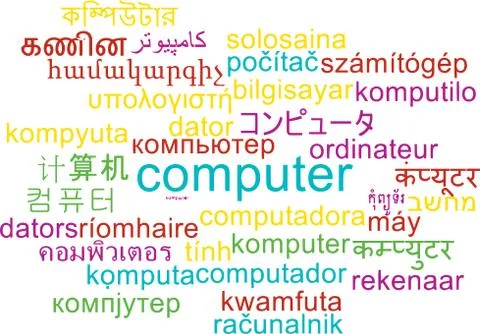 Computer multilanguage wordcloud background concept Stock Illustration