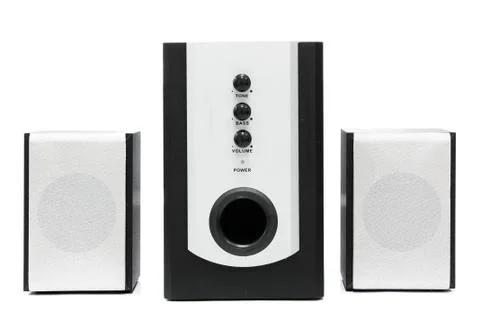 Computer multimedia speaker set isolated on white Stock Photos