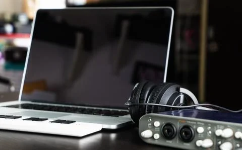 Computer Music Home setup recording equipment studio Foto stock