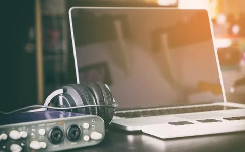 Computer Music Home studio set up equipment. Stock Photos