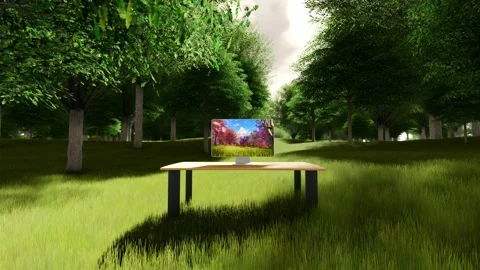 Computer At The Natural Forest Background Video stock 107314065