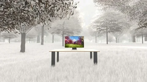 Computer At The Natural Forest Background Stock Footage 107316209