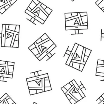 Computer navigation icon in flat style. Monitor pin gps vector illustration o Stock Illustration