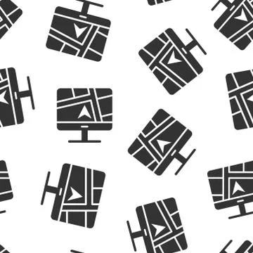 Computer navigation icon in flat style. Monitor pin gps vector illustration o 스톡 일러스트