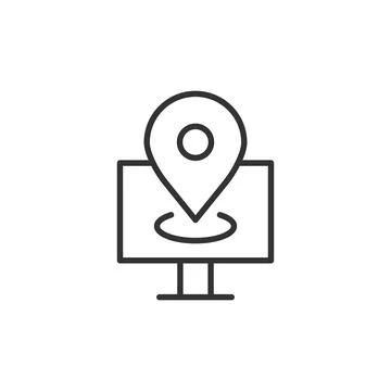 Computer navigation icon in flat style. Monitor pin gps vector illustration o Stock Illustration