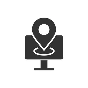 Computer navigation icon in flat style. Monitor pin gps vector illustration o イラスト素材