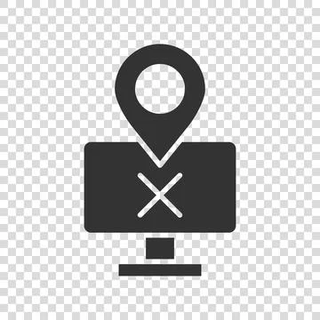 Computer navigation icon in flat style. Monitor pin gps vector illustration o 스톡 일러스트