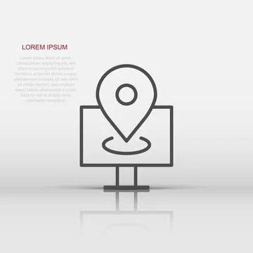 Computer navigation icon in flat style. Monitor pin gps vector illustration.. Stock Illustration