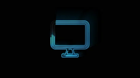 Computer on neon sign. Night bright advertisement. Motion graphics. Stock Footage 151561257