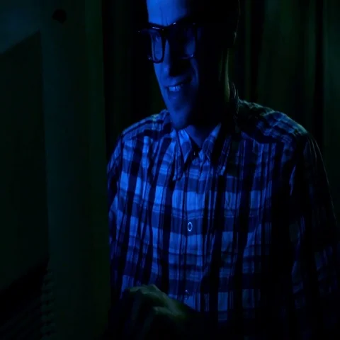 Computer nerd at night Stock Footage 69466549