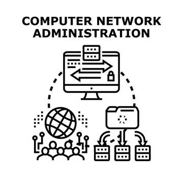 Computer network administration managing data flow security Stockillustratie