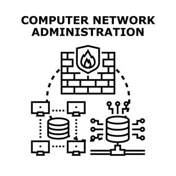 Computer network administration managing data security system Stock Illustration