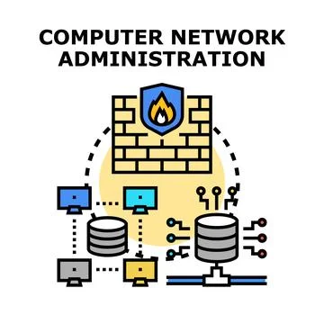 Computer network administration managing data security system Stock Illustration