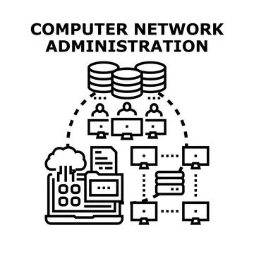 Computer network administration managing it infrastructure systems Stock Illustration