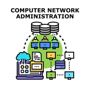 Computer network administration managing it infrastructure systems Stock Illustration