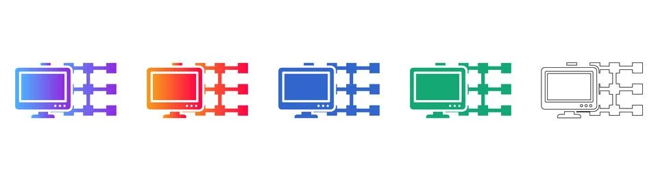 Computer Network and Data System Icons 스톡 일러스트