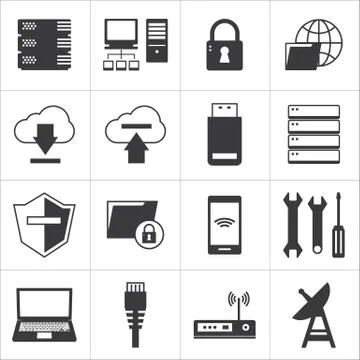 Computer network and database icon Stock Illustration