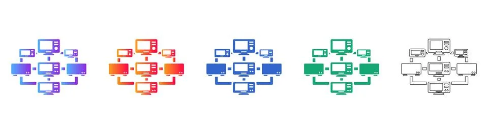 Computer Network and LAN Infrastructure Icons イラスト素材