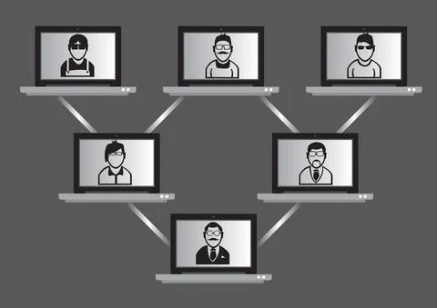 Computer Network and Virtual Meeting Technology Concept Stock Illustration