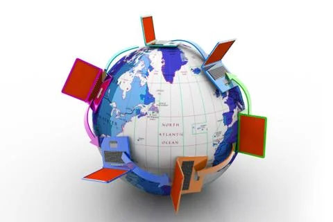 Computer network around the world Stock Illustration