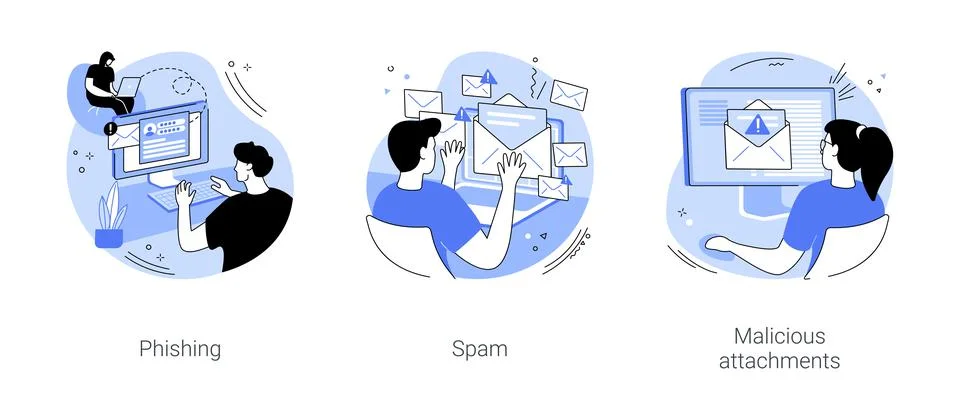 Computer network attack isolated cartoon vector illustrations se Stock Illustration