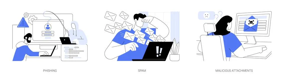 Computer network attack isolated cartoon vector illustrations se イラスト素材