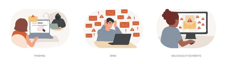 Computer network attack isolated cartoon vector illustrations se イラスト素材