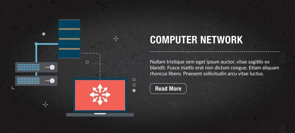 Computer network banner internet with icons in vector Stock Illustration