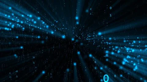 Computer network binary data fiber in cyberspace abstract concept Stock Photos